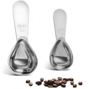 JEXOWIQ cuill&egrave;res &agrave; caf&eacute; inoxydable - 2 pcs cuill&egrave;res &agrave; caf&eacute; en acier inoxydable avec poign&eacute;es courtes, cuill&egrave;res &agrave; soupe, cuill&egrave;res &agrave; mesurer pour caf&eacute;,sucre ou farine(15 ml + 30 ml) (GUO  ZEXIAO UK STORE, neuf)