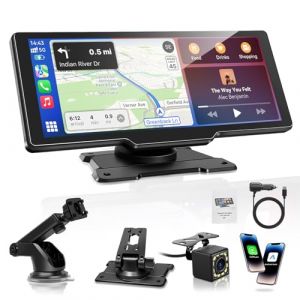 Carpeer Écran Carplay Voiture 10,26 Pouces sans Fil pour A-pple Carplay & Android Auto avec Écran Tactile IPS 1080P, Caméra de Recul, Mirror Link, Bluetooth, GPS, FM, AUX, Commande Vocale Google/Siri (Carpeer Official Store, neuf)