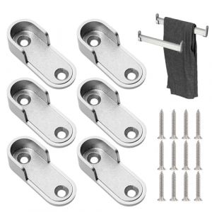 JEYORZY 6 pièces Barre de penderie, Support Tringle, Support Tringle Penderie, Penderie Ovale Support Barre Penderie Alliage de Zinc Nickelé pour Tringle Vetement Dressing (Wacicy EU, neuf)