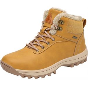 Mishansha Chaussures d'hiver Homme Femme Bottes de Neige Légère Antiderapante Bottines avec Chaude Doublée pour Montantes de Randonnée Trekking Marche, Jaune Moutarde, 47 EU (Xubrave, neuf)