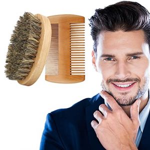 Peigne À Barbe Et Brosse À Barbe Pour Homme - Brosse A Barbe Poil De Sanglier Naturel, Ensemble Brosse et Peigne à Barbe, Barbe Peigne en Bois, Pour la Barbe, les Cheveux, les Cadeaux Pour Hommes (JUNNING STORE, neuf)