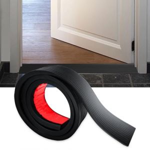 Hengrongshen Rampe de Seuil de Porte 100 x 8 x (1-3) CM, Barre de Seuil Adhesive en Caoutchouc, Seuil de Porte Rattrapage de Niveau, Compensation de Hauteur pour Fauteuil Roulan Robot Aspirateur(Noir) (HengRongSh-EU, neuf)