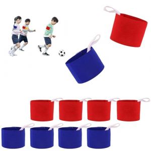 TIANLIN Brassard Capitaine Foot Enfant - Lot de 10 Bandes Réglables pour Équipe - Rouge et Bleu - Idéal Football (avec Cordon de Suspension) (TIANLINN, neuf)