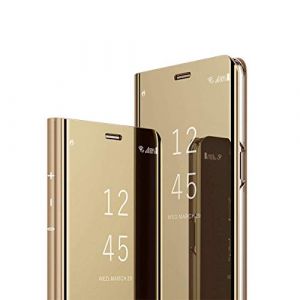 MRSTER Huawei P30 Pro Miroir Housse Coque Etui à Rabat, Mirror Smart View Standing 360° Protecteur Etui Coque pour Huawei P30 Pro. Flip Mirror: Gold (MRSTER, neuf)