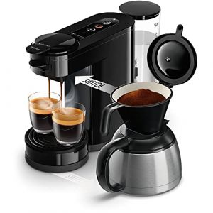 Philips Senseo Switch HD6592/64 Machine à café à dosettes et filtre, technologie d'infusion 2 en 1, réservoir d'eau de 1 litre, 7 tasses en une seule passage, noir laqué piano (AC Electro, neuf)