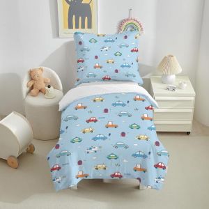CINYE Housse De Couette Fermeture éClair 1 Personne pour Garçon Fille Enfants Parure De Lit 140×200cm avec Une Taie d'oreiller 65×65cm Imprimé en 3D Voiture Microfibre Bleu (HUIBOKJD, neuf)