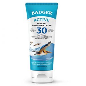 Badger Active Mineral Sunscreen SPF 30 | Large spectre et résistant à l'eau | Hydrate et protège la peau (87 ml) (Samtige Haut, neuf)