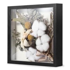 Chumix Cadre 3D Profond 20x20 cm Cadre Photo Vitrine 3D Cadre Bo&icirc;te en Bois Cadre d'Objet Carr&eacute;e, Cadre Profond avec Vitre pour Objet pour DIY de Bouquets, Sp&eacute;cimens, Coquillages (Noir) (Novastream Kanalas Kft., neuf)