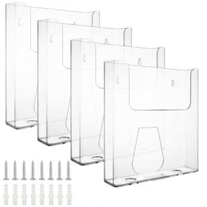 WOPPLXY 4 Pi&egrave;ces Porte Document Mural, Porte Revue Mural, Porte Flyer A4 Transparent en Acrylique pour D&eacute;pliants, Catalogues, Brochures (WOPPLXY, neuf)