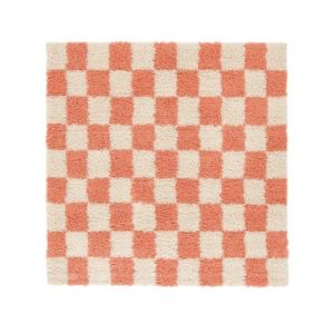 RugVista Chessie Tapis Moderne, 200x200 cm, Carr&eacute;, Poil Long, Nettoyage &agrave; Sec, Salon, Salle de s&eacute;jour, Chambre, Salle &agrave; Manger, Coral/Off Blanc (Rugvista, neuf)