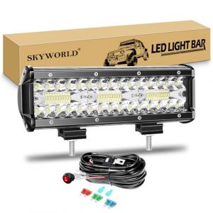 SKYWORLD 8D 23 cm 9 pouces 180W Barre de led 4x4 avec 12v faisceau de c&acirc;blage kit, &Eacute;tanche Rampe Bar Feux Phare de Travail Led pour Offroad Voiture V&eacute;hicule Camion Tracteur Quad Bateau (SKYWORLD-EU, neuf)