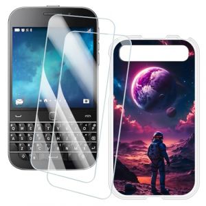 OAGELIM 2 Pack Prot&egrave;ge-&Eacute;cran + Coque Compatible avec Blackberry Classic Q20 (3.5 Pouce) Coque Impression Artistique Personnalis&eacute;e et Film Verre Tremp&eacute; (Astronaute) (MILEGAO, neuf)