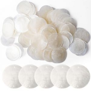 Lot de 100 pi&egrave;ces de coquillages ronds, coquillages en nacre, d&eacute;coration de coquillage, pendentifs en coquillage naturel, rondelles polies, coquillages ronds et plats, pour d&eacute;coration DIY, rideaux en (XULAI LIMITED, neuf)