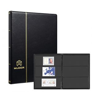 MUROAD Album de timbres à 3 rangées, 60 pochettes pour collectionneurs, 10 feuilles, noir (3 rangées) (muroad, neuf)