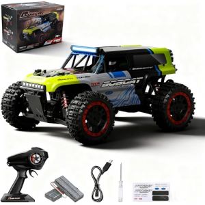 STYPLZ Voiture Télécommandée 45+ KM/H,1:16 Voiture Teleguidee Tout Terrain avec LED,4WD RC Car Rapide,2,4 GHz Buggy Telecommande avec Double Batterie 40min+,7 Types de phares Variables(Vert Gazon) (KONTAXIS-PANAGIOTIS, neuf)