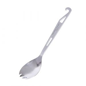 iBasingo Cuill&egrave;re Spork 3 en 1 en Titane Avec D&eacute;capsuleur Vaisselle D'ext&eacute;rieur Couverts De Camping Couverts De Pique-nique Ustensiles De Voyage Avec Sac &agrave; Cordon (iBasingo, neuf)