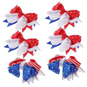 JOINPAYA 6 Pièces Clip de cheveux de couleur de drapeau gros-grain Accessoires de cheveux pour les filles étoile satin agrafe épingles à cheveux nœud épingles à cheveux pour fille (Leasndao, neuf)