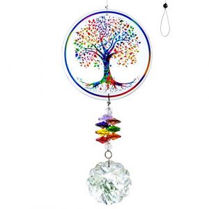 H&D HYALINE & DORA Ornements de Vie d'arbre en Verre de capteur de Soleil d'arc-en-Ciel en Cristal, pendentifs de Perles de Chakra Suspendus pour la fenêtre (crystalonline, neuf)