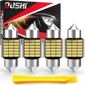 OUSHI Ampoules C5W Festoon LED 31mm 1.22inch, Canbus 12V 6000K Blanc Xénon Super Brillant 3175 DE3175 DE3021 3022 3021 Eclairage Intérieur Et de Plaque D'immatriculation Sans Polarité (Lot De 4) (Qlight, neuf)