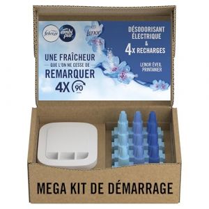 Febreze D&eacute;sodorisant &Eacute;lectrique Kit de D&eacute;marrage (1 Diffuseur, 4 Recharges de 20ml, 3 Parfums en Alternance), Parfum Eveil Printanier de Lenor, Combat les Odeurs en Continu, Fra&icirc;cheur Jusqu'&agrave; 90 Jours (RR eCom GmbH, neuf)