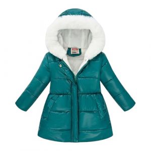 duxyoz Manteau d'hiver coupe-vent épais et chaud pour filles - Veste thermique à capuche avec capuche en fourrure - Parka doublée en polaire - Manteau matelassé rembourré pour enfants de 4 à 12 ans (HCJKEJIWU, neuf)