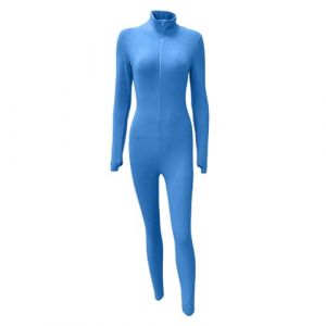 KBOPLEMQ Combinaison Sport Femme Longue Ajust&eacute;e Yoga Pantalon Slim Fit Ensemble de Training Extensible Col Roul&eacute; Combinaison Brod&eacute;e Manches Longues &Eacute;l&eacute;gante Une Pi&egrave;ce Bodysuit avec Fermeture &Eacute;clair (VISNA, neuf)