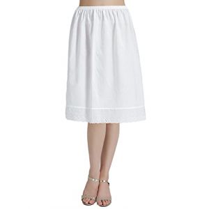 BEAUTELICATE Femme Jupon Pur Coton sous Jupe sous Robe avec Dentelle Fond De Jupe Léger Frais De Fille Été Court Mi-Long Midi Longue (Ivoire - 60cm Longueur, XXL) (BEAUTELICATE-FR, neuf)