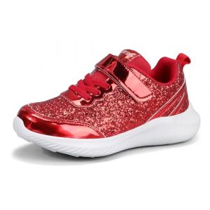 LUCKY STEP Baskets &agrave; pour Enfants Mode &Eacute;tincelantes Princesse Tennis Brillants Chaussures de Sport &agrave; Sequins pour Enfants/Gar&ccedil;ons/Filles (Rouge, 11US-29EU-10UK) (KIP WOK, neuf)