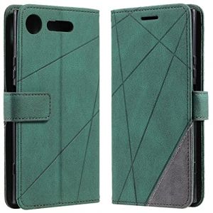Vankii Coque pour Sony Xperia XZ1, Rabat Portefeuille de Protection Cuir PU Etui, Slim Silicone TPU Bumper Magn&eacute;tique Housse, Flip Porte Cartes avec Fonction Support Cover Antichoc Case (Vert) (Vankii EU Store, neuf)