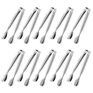 Gvolatee 10 Pièces Pince à glaçons INOX 11cm, Multifonctions Poli Pinces à Sucre Main Vintage, pour Bonbon, Glace, Biscuit, Café, Cuisine, Mariage, fête d'anniversaire, Bar Buffet Grill (Argent (CIULA DECO  S.R.L., neuf)