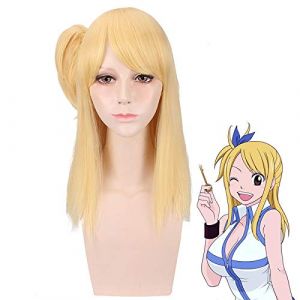 LINLINCD Perruque de cosplay Anime Fairy Tail Lucy Heartfilia Gold - Perruque droite - Costume de cosplay pour femme - Cheveux synthétiques résistants à la chaleur (qiu lai shan mao hang, neuf)