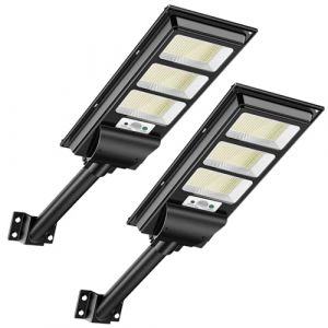 Hondony 2Pack 300W Lampe Solaire Exterieur,White Light 6500K DéTecteur de Projecteur LED Jardin Lampe avec TéLéCommande, IP65 Impermable Pour Rue Garage Éclairage public (Bestern, neuf)