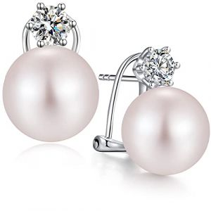 Boucles d'Oreilles Perle Femme Boucles d'Oreilles Pendantes Perles Femme Boucles d'Oreilles Fausse Perle Argent Sterling Boucles d'Oreilles Perle Levier Pour Femme Boucles d'Oreilles Argent Perle (Miaofu Fine Jewelry, neuf)
