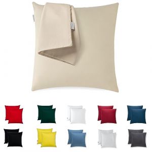 Taie d'oreiller 60x60 Microfibre Premium Lot de 2 Housse Coussin pour Coussins Canapé/Lit Tissu Super Doux Resistant et Lavable Hypoallergénique Anti-Acariens avec Fermeture éclair Invisible (Flowen FR, neuf)