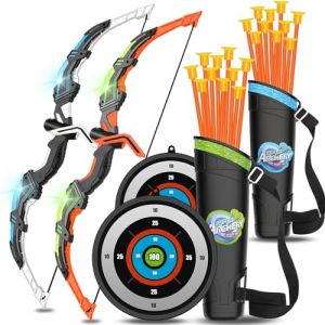 KIZJORYA Tir a Larc Arc Enfant 3-12 Ans, Jeux Exterieur Enfant & Sport Intérieur, Jouet de Tir à l'arc Lumineux pour 3-12 Ans Garçons Filles, Cadeau Jouet Enfant 3 4 5 6 7 8 9 10 11 12 Ans Garçon (XCSJ UK, neuf)