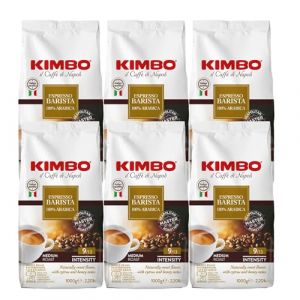 KIMBO - Café Espresso Barista - Café Grain 100% Arabica - Café Italien Authentique - Intensité 9 / Medium Roast - Lot de 6 Paquets de 1 kg (LES MENUS DU MONDE, neuf)
