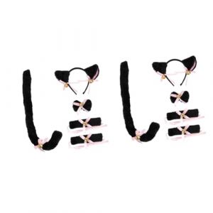 2 Ensembles bandeau oreilles de chat deguisement halloween costume halloween accessoire de costume de chat d'halloween bandeau animaux de la jungle costume d'animaux attrayants FRCOLOR (White Beach, neuf)