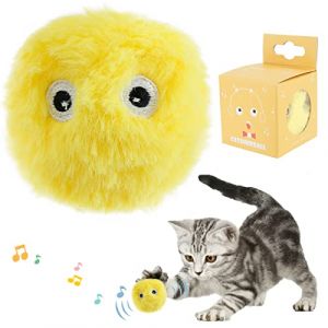 Jokapy Jouet de Balle Interactif pour Chat, Jouet pour Chat Interieur Interactif avec Cris des Oiseaux, Grenouilles et Grillons, Balles en Peluche pour Chats Chasser (Jaune) (xiangbaoshang, neuf)