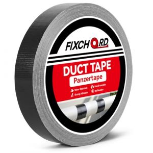FIXCHORD Ruban Adh&eacute;sif Toil&eacute;, 25mm&times;50m Duct Tape extra fort, Gaffer Tape Imperm&eacute;able, Ruban Adh&eacute;sif de R&eacute;paration pour R&eacute;parer, Renforcer, Regrouper, Sceller, Int&eacute;rieur/Ext&eacute;rieur, Noir (HOMMAND EU, neuf)