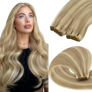 YoungSee Tissage Naturel Cheveux Humain Meche Blond 55 CM Tissage Maturel Cheveux Humain Remy Hair Blond Highlight Weft Hair Lisse Longs 100g (YoungSee Europe, neuf)