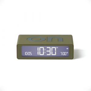 LEXON Flip Mini Réveil Matin de Voyage, Horloge numérique LED on/Off à luminosité réglable, Rechargeable et Tactile, idéal comme réveil de Chevet - Kaki (LEXON DESIGN, neuf)