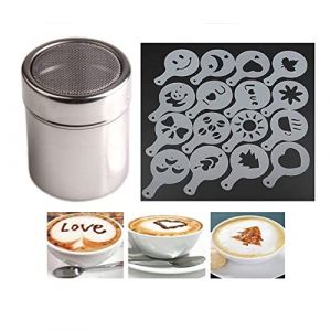 1 pi&egrave;ce saupoudreur de cacao &ndash; 16 pi&egrave;ces/ensemble dessin caf&eacute; cappuccino forme fantaisie caf&eacute; impression mod&egrave;le mousse spray g&acirc;teau pochoirs sucre glace tamis (WXR2023, neuf)