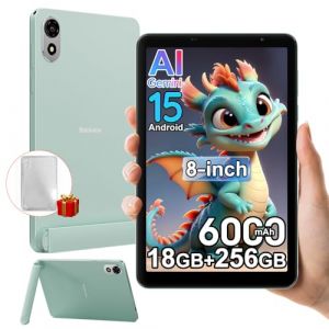 Blackview ZENO1 8 Pouces Tablette 4G, 18Go+256Go/2To Octa-Core, 2 Haut-parleurs, Gaming Tablet Android 15, 6000mAh, 8MP Camera, 5G WiFi Tablette Tactile Gemini AI, Coque/OTG/Hall/FM/3,5mm Jack, Vert (TOSTINI S.R.L., neuf)