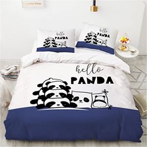 Wintdeer Housse Couette Panda Géant，100% Microfibre Housse de Couette 200x200cm avec 2 Taies d'oreiller 65x65cm，Parure de Lit 2 Personnes,Impression Numérique 3D,Ne S'estompe Pas,Panda#A2 (WINTDEER, neuf)