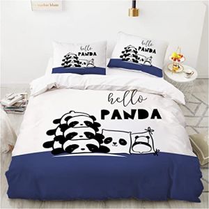 Wintdeer Housse Couette Panda Géant?100% Microfibre Housse de Couette 200x200cm avec 2 Taies d'oreiller 65x65cm?Parure de Lit 2 Personnes,Impression Numérique 3D,Ne S'estompe Pas,Panda#A2 (WINTDEER, neuf)