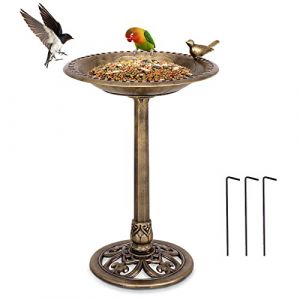 COSTWAY Abreuvoir Oiseaux Ext&eacute;rieur Plateau Dia.51 cm, Mangeoire Oiseaux Hauteur 72CM, Bain d'oiseaux sur Pied, Design Antique (Bronze) (FDS GmbH, neuf)
