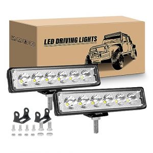 RIGIDON 2 Pcs Phare de Travail led, 6 pouces 18W mini Projecteur lumière 12V 24V phare longue portée led Étanche pour 4x4 Offroad Voiture Camion Tracteur SUV Bateau, 6000K Spot feux antibrouillard (JIANDAO, neuf)