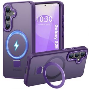 HuwaiH Coque pour Samsung Galaxy S25, Magn&eacute;tique Robuste Anneau de Support Invisible, Protection Militaire, &eacute;tui Antichoc pour Samsung S25(Violet fonc&eacute;) (Zhimingeu, neuf)