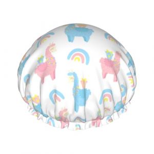 Bonnet de douche pour douche &ndash; Joli bonnet de douche peint en alpaga arc-en-ciel &ndash; Grand bonnet de douche r&eacute;utilisable et imperm&eacute;able &ndash; Bonnet de douche double couche pour femme &ndash; Bonnet de douche (SA-Toy, neuf)