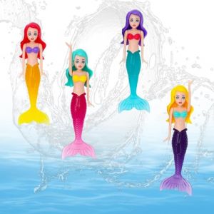 Shwdsy Jouets Piscine, 4 Pi&egrave;ces Jouet Sirene, PVC Poup&eacute;e Sirene, Quatre Couleurs Jouet de Piscine Sir&egrave;ne, pour Les Jeux sous-Marins, la Formation &agrave; la Plong&eacute;e et la Piscine (shenghaihui, neuf)